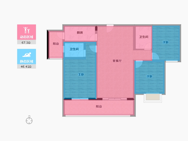 陕西省-渭南市-宏帆广场-101.38-户型库-动静分区