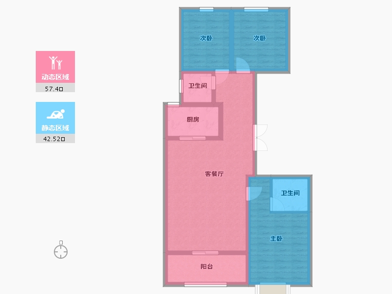 河南省-三门峡市-祥洲国际-88.91-户型库-动静分区