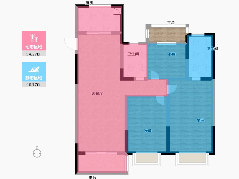 浙江省-宁波市-宝龙TOD奉甬新城-92.85-户型库-动静分区