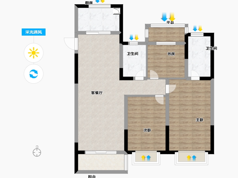 浙江省-宁波市-宝龙TOD奉甬新城-92.85-户型库-采光通风