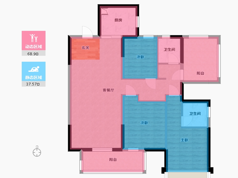 广西壮族自治区-南宁市-建发鼎华北大珑廷-94.82-户型库-动静分区