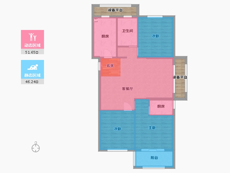 山东省-烟台市-花半里-95.66-户型库-动静分区