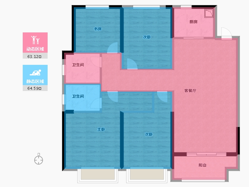 湖北省-黄冈市-升华翡翠公馆-115.00-户型库-动静分区