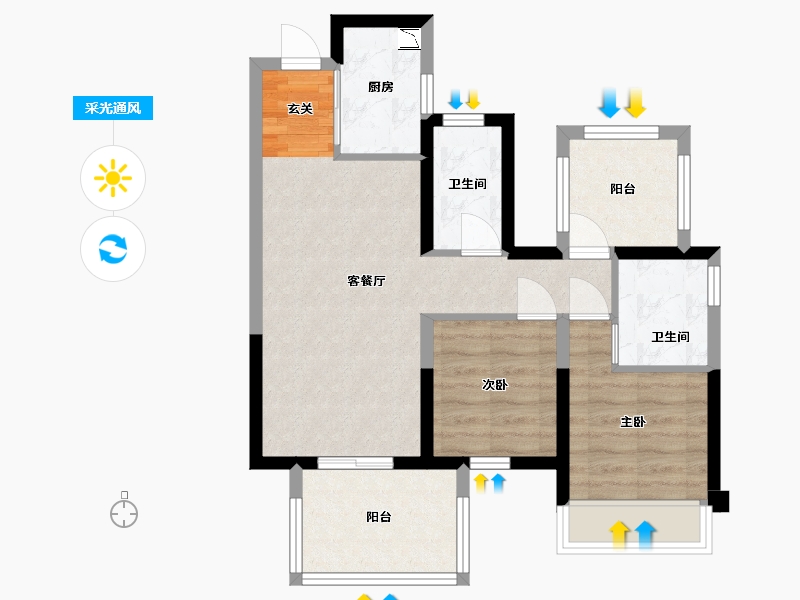 广西壮族自治区-南宁市-中建邕和府-63.42-户型库-采光通风