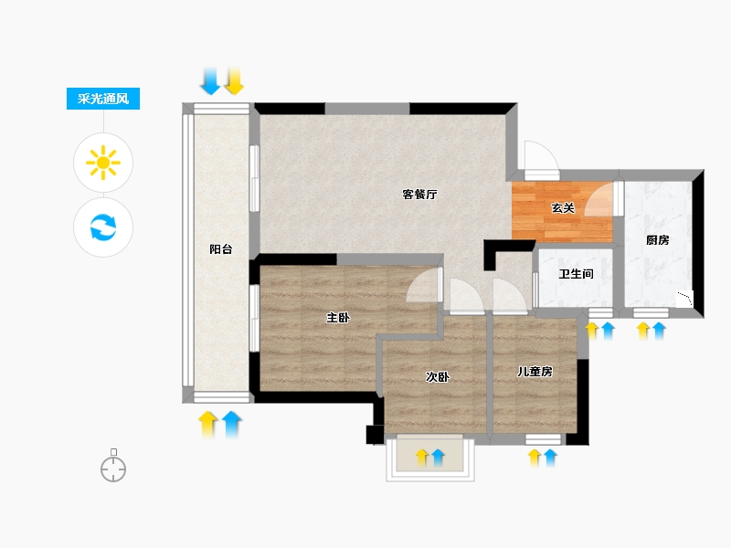 广西壮族自治区-南宁市-安吉大唐世家-59.50-户型库-采光通风