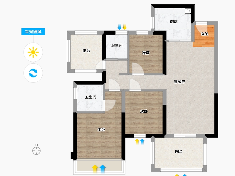 广西壮族自治区-南宁市-中建邕和府-75.35-户型库-采光通风