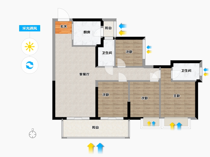 广西壮族自治区-南宁市-龙光玖珑华府-98.95-户型库-采光通风