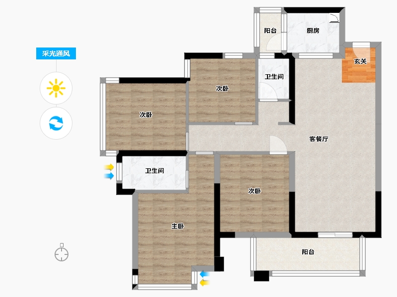 广西壮族自治区-南宁市-天健和府-99.11-户型库-采光通风