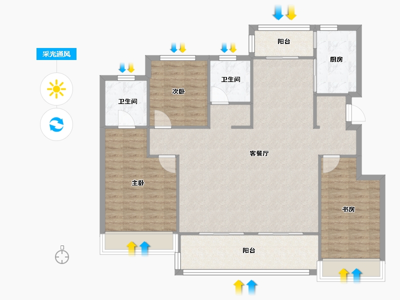 江苏省-苏州市-新力云语铂园-110.86-户型库-采光通风