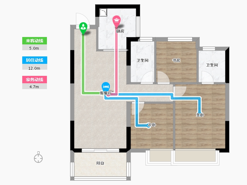 湖南省-长沙市-华润桃源里-73.78-户型库-动静线