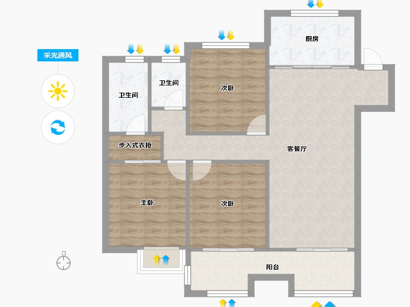 江苏省-无锡市-尚东雅园-90.00-户型库-采光通风