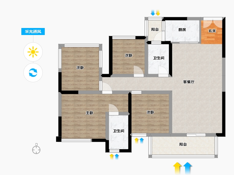 广西壮族自治区-南宁市-路桥壮美山湖-103.04-户型库-采光通风