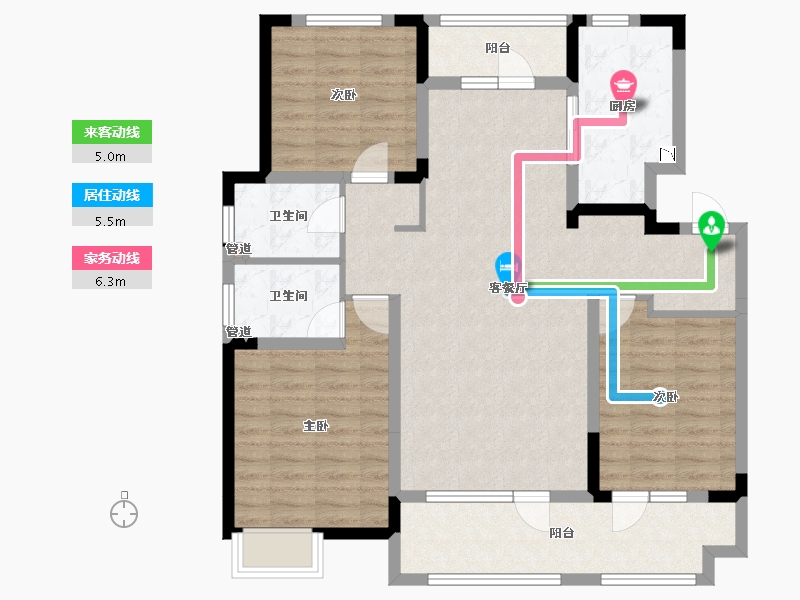 山东省-菏泽市-华地翡翠公园-106.88-户型库-动静线