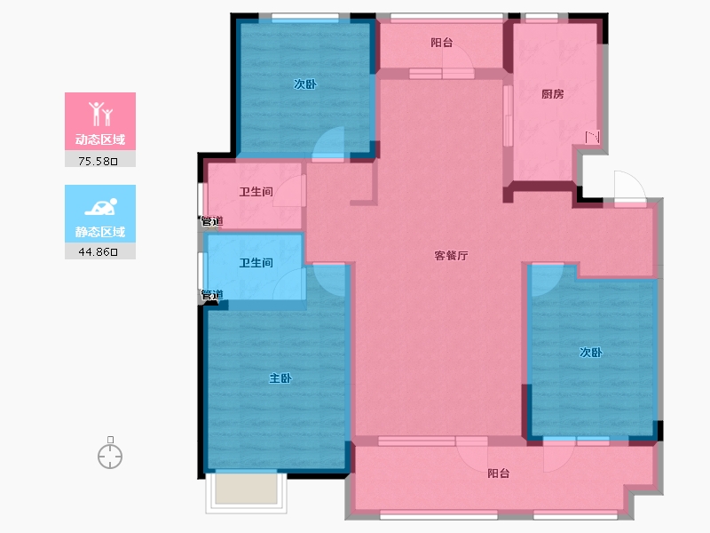 山东省-菏泽市-华地翡翠公园-106.88-户型库-动静分区