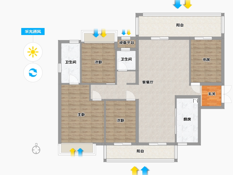 广西壮族自治区-南宁市-阳光城江山�Z原-126.54-户型库-采光通风