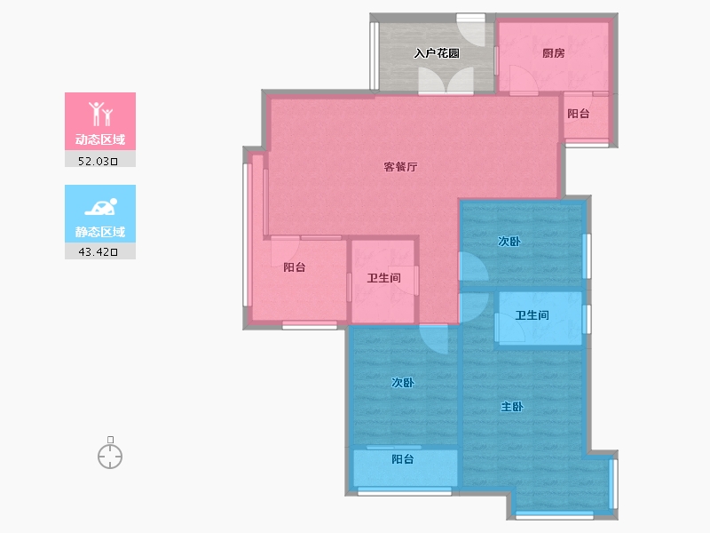 湖南省-长沙市-长房南屏锦源-92.54-户型库-动静分区