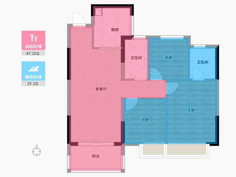 湖南省-长沙市-华润桃源里-73.78-户型库-动静分区