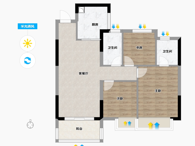 湖南省-长沙市-华润桃源里-73.78-户型库-采光通风