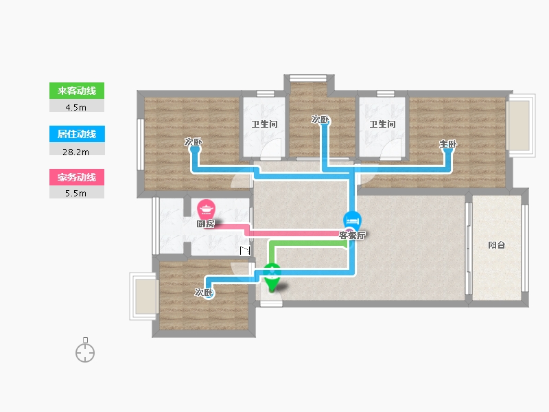 湖北省-仙桃市-沔阳公馆-97.67-户型库-动静线