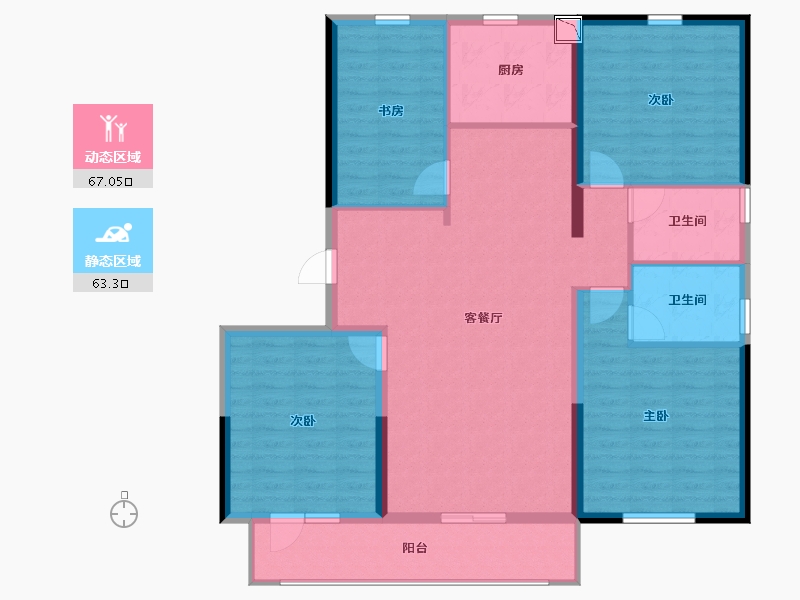 河北省-唐山市-万科南湖春晓5期-118.11-户型库-动静分区