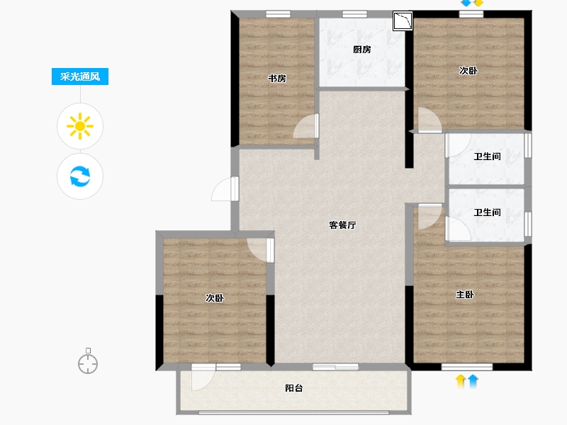 河北省-唐山市-万科南湖春晓5期-118.11-户型库-采光通风