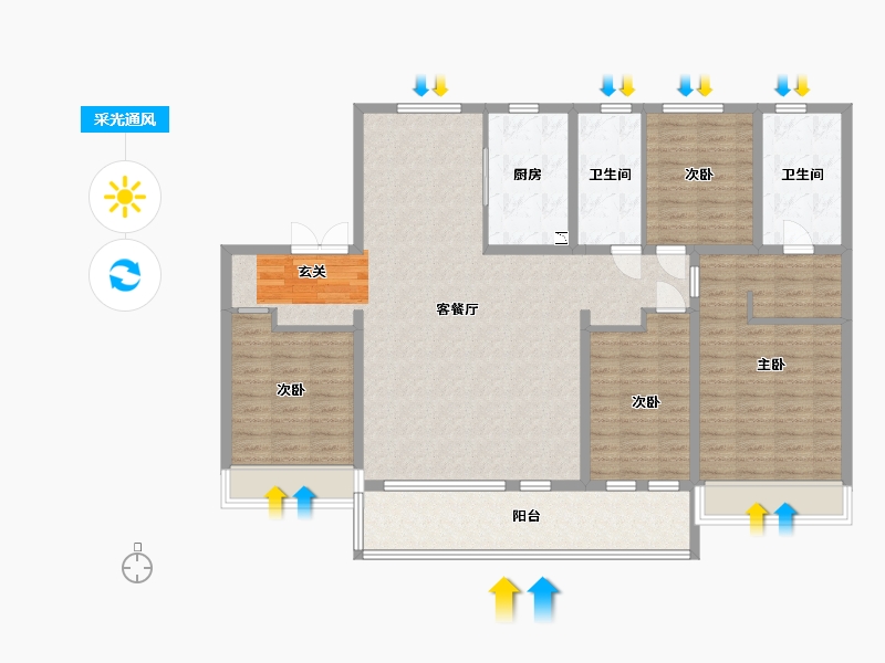 山东省-青岛市-灵山湾壹号-132.00-户型库-采光通风