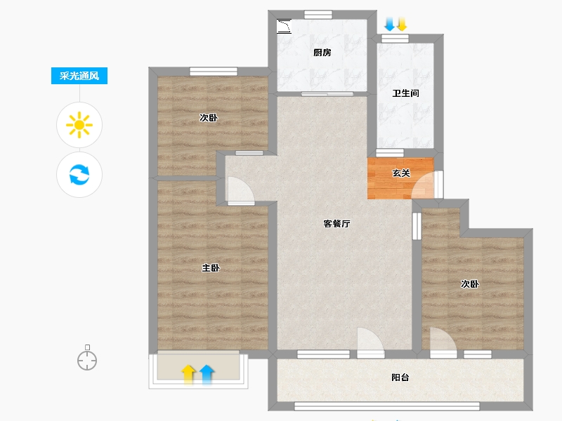 山东省-青岛市-海信文墨里-80.00-户型库-采光通风