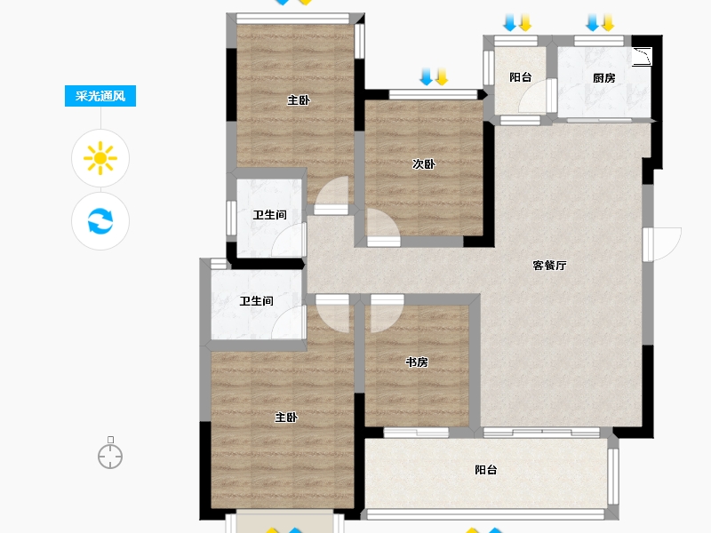 四川省-遂宁市-山屿湖・名门-93.59-户型库-采光通风