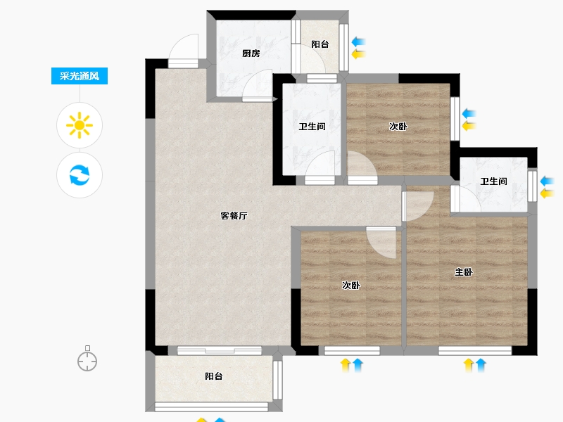 四川省-遂宁市-置信・安居逸都城-70.45-户型库-采光通风