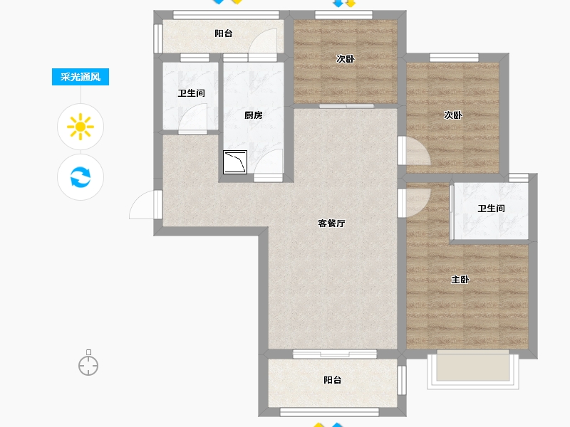 陕西省-西安市-汇悦城-74.20-户型库-采光通风