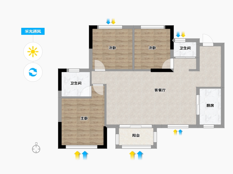 四川省-遂宁市-置信・安居逸都城-79.19-户型库-采光通风