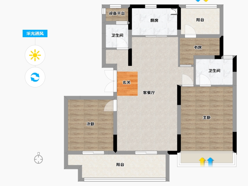 安徽省-马鞍山市-奥克斯姑溪锦域-96.00-户型库-采光通风