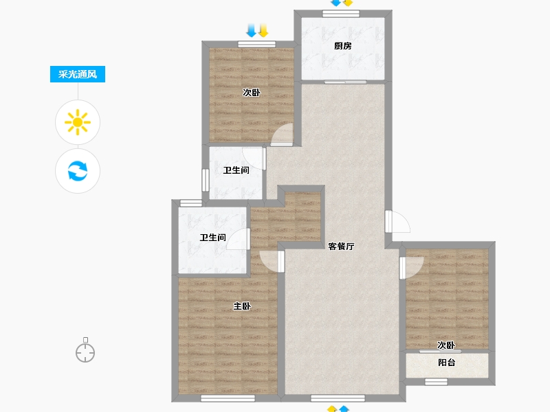 山东省-济宁市-融创济宁府-101.26-户型库-采光通风