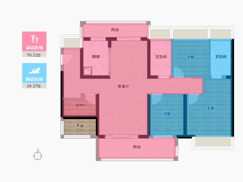 广东省-汕头市-博翠府-96.82-户型库-动静分区