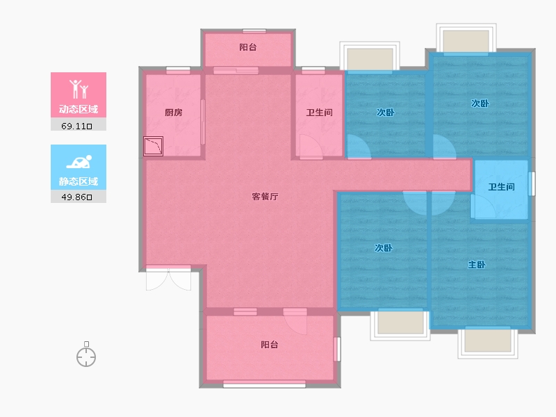 湖北省-襄阳市-东方曼哈顿-107.62-户型库-动静分区