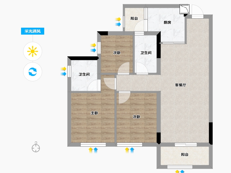 四川省-成都市-玖龙-73.07-户型库-采光通风