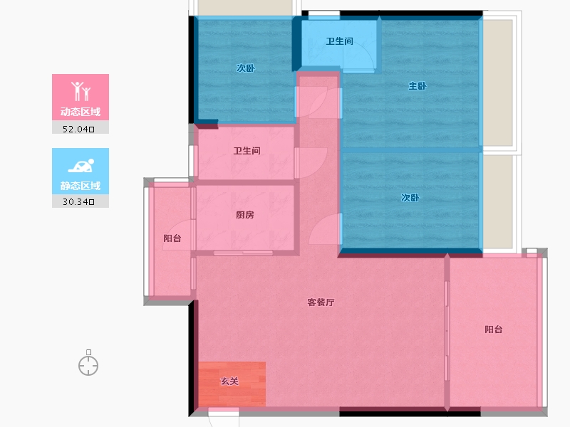 广东省-佛山市-云山峰境花园云峰荟-74.03-户型库-动静分区