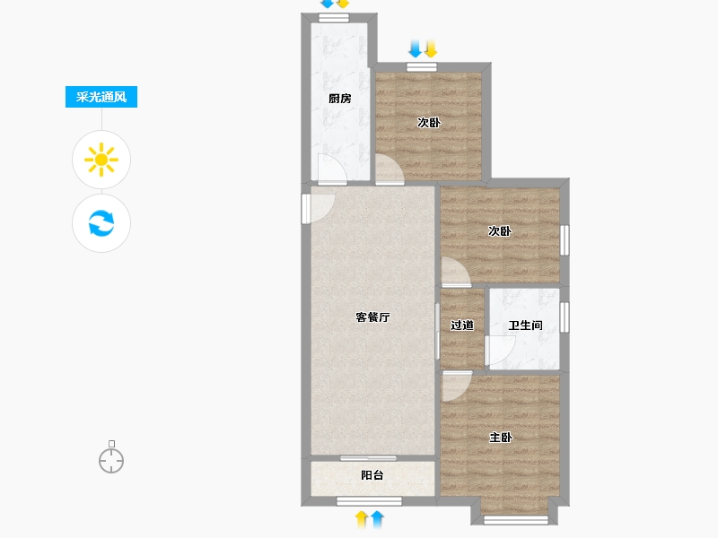 辽宁省-沈阳市-沈阳恒大绿洲-69.09-户型库-采光通风