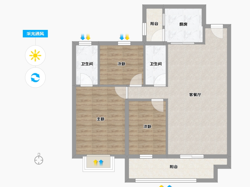 广西壮族自治区-梧州市-龙湖-79.77-户型库-采光通风