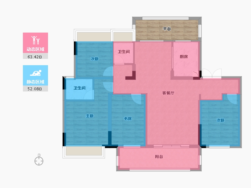 湖北省-十堰市-华西新城-111.77-户型库-动静分区