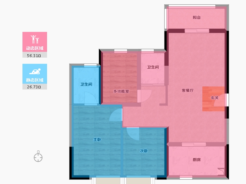 广东省-佛山市-碧桂园金辉坚果社区-73.53-户型库-动静分区