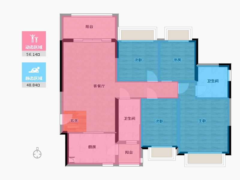 广东省-佛山市-恒大滨江左岸-93.81-户型库-动静分区