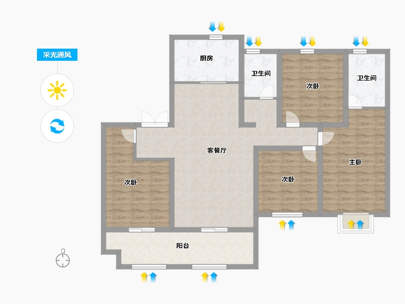 山东省-枣庄市-金钻公馆-120.00-户型库-采光通风