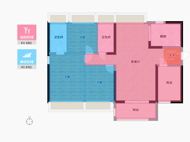 广东省-佛山市-蓝光碧桂园锦泷湾-94.53-户型库-动静分区