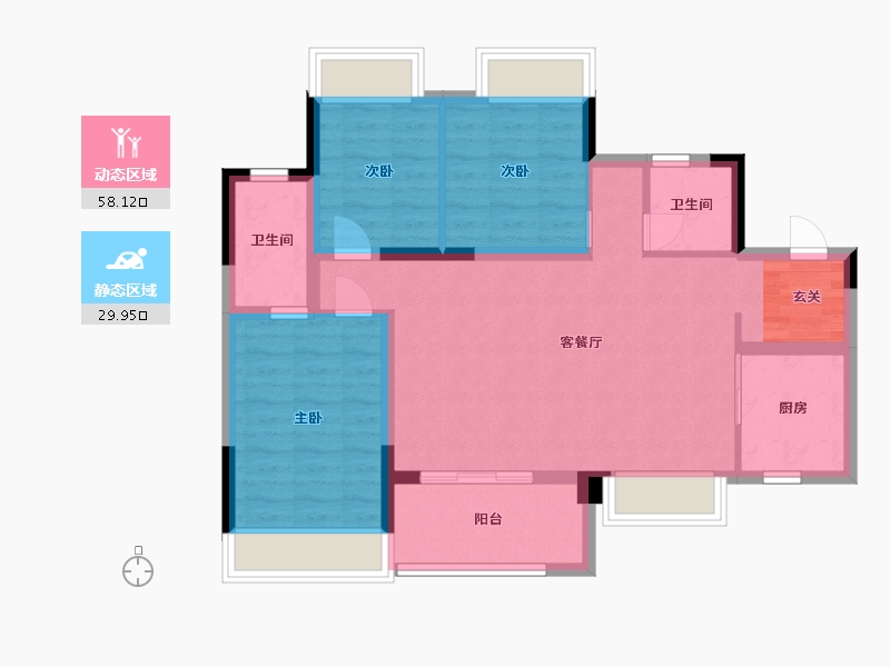 广东省-佛山市-弘阳博爱湖一�-78.36-户型库-动静分区