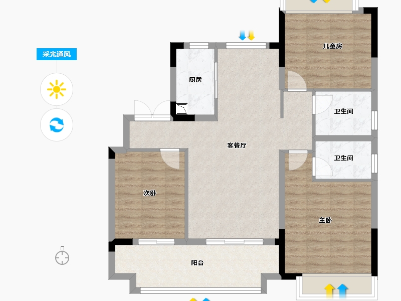 安徽省-阜阳市-观湖四季-92.01-户型库-采光通风