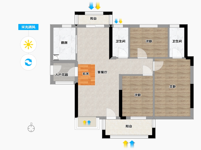 广东省-东莞市-腾龙名悦公馆-77.68-户型库-采光通风