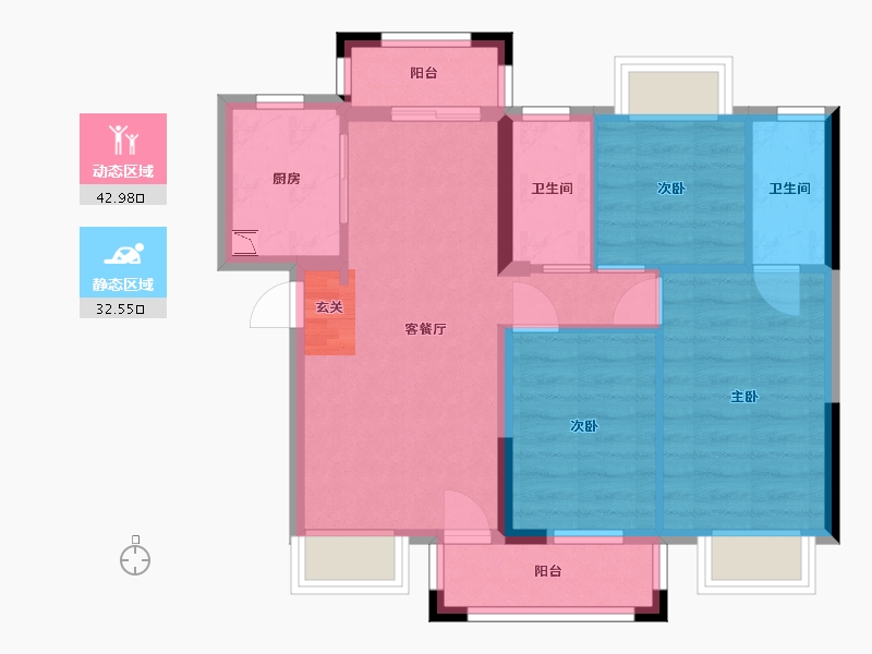 广东省-东莞市-腾龙名悦公馆-66.60-户型库-动静分区