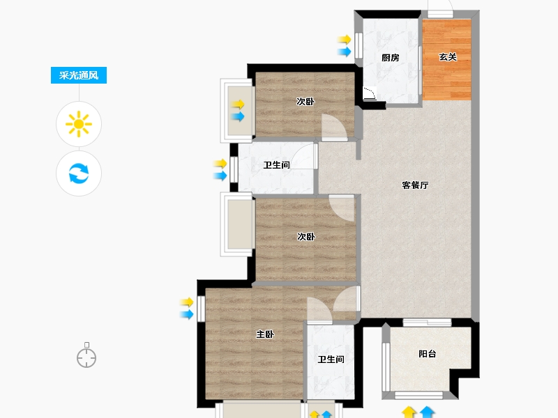 广东省-东莞市-凤岗四季花城-72.21-户型库-采光通风