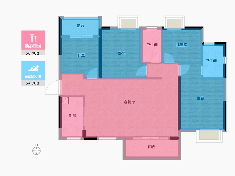 湖南省-长沙市-清控尖山湖-99.48-户型库-动静分区